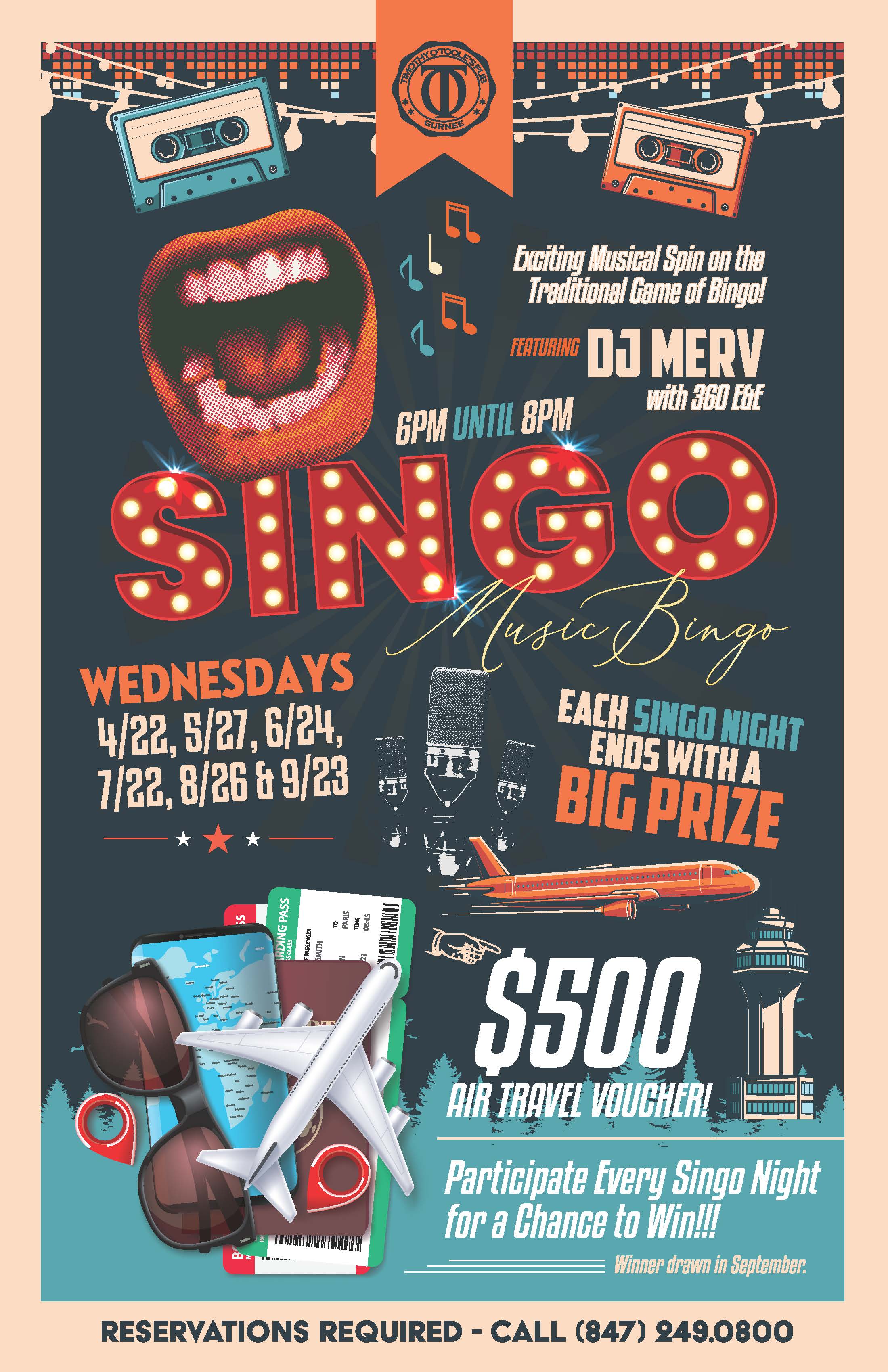 Singo Music Bingo at Timothy O'Toole's Pub in Gurnee